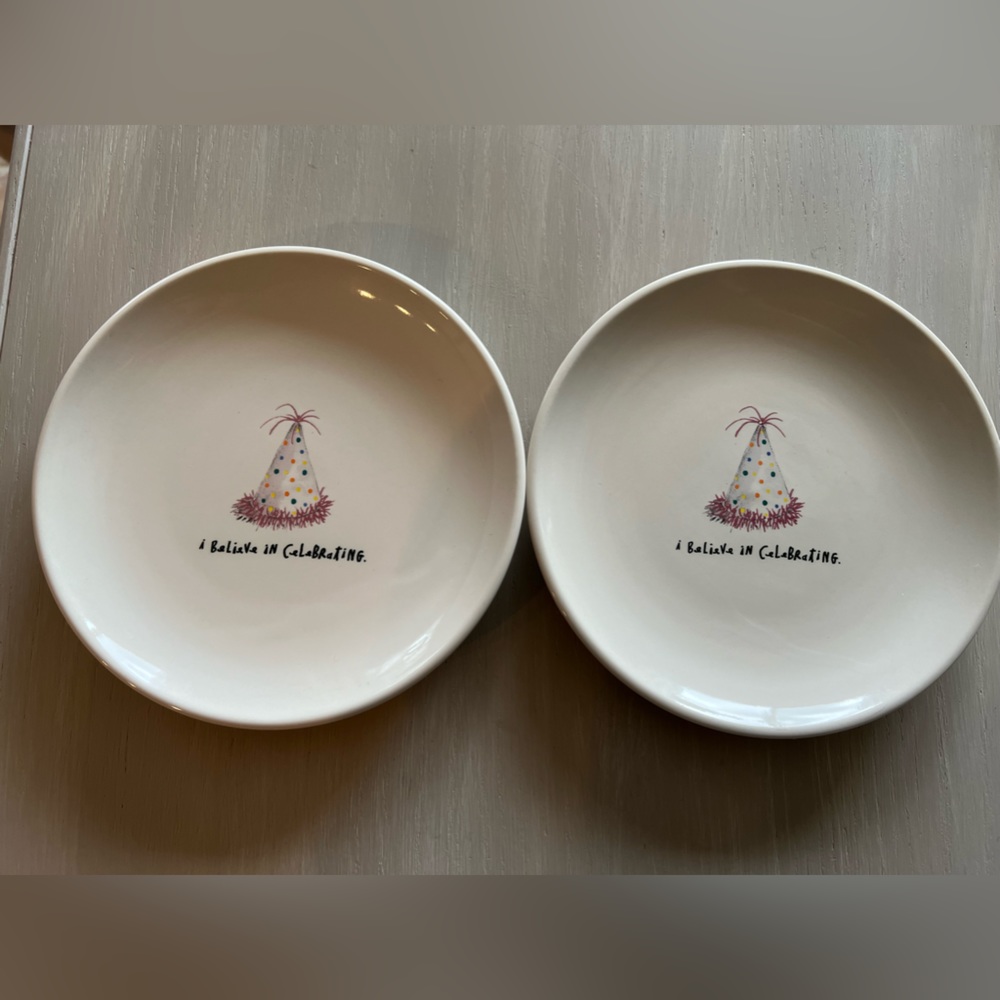 Rae Dunn set of 2 dishes birthday
